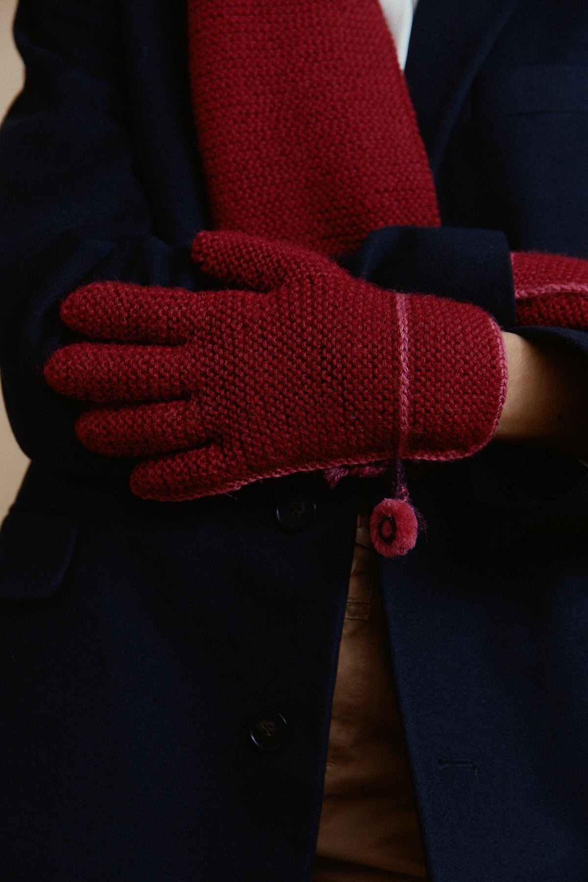 Alpaka Schal &amp; Handschuh Set Carmen in Rot