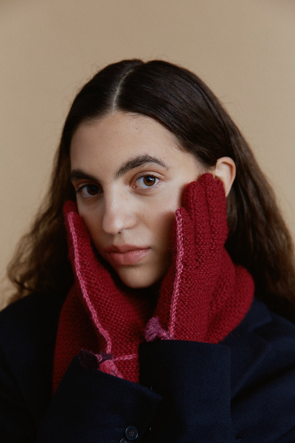Alpaka Schal &amp; Handschuh Set Carmen in Rot