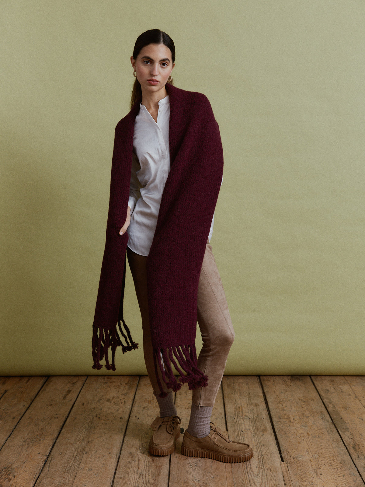 Alpaka Oversize Schal Gabriela in Berry
