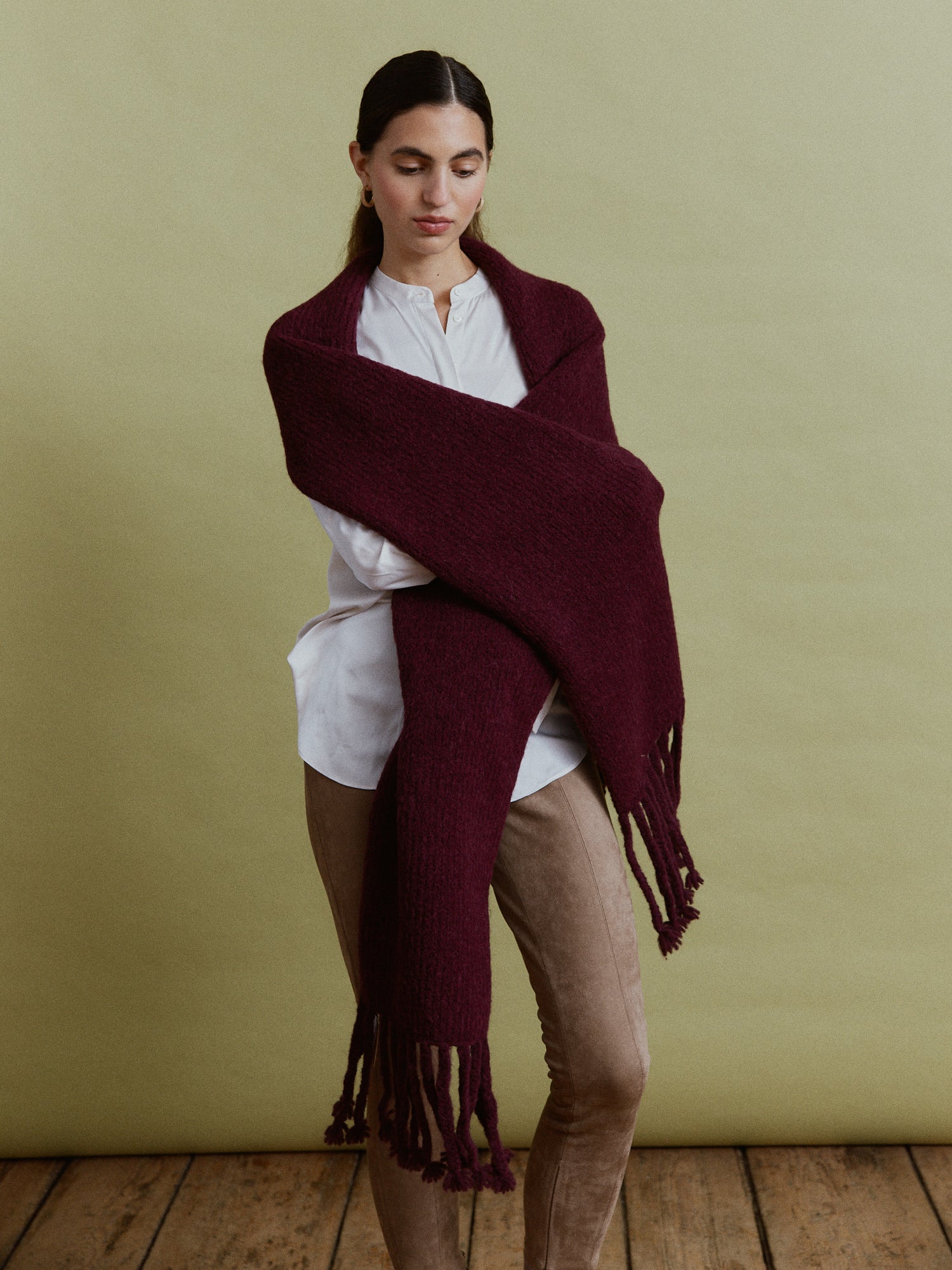 Alpaka Oversize Schal Gabriela in Berry
