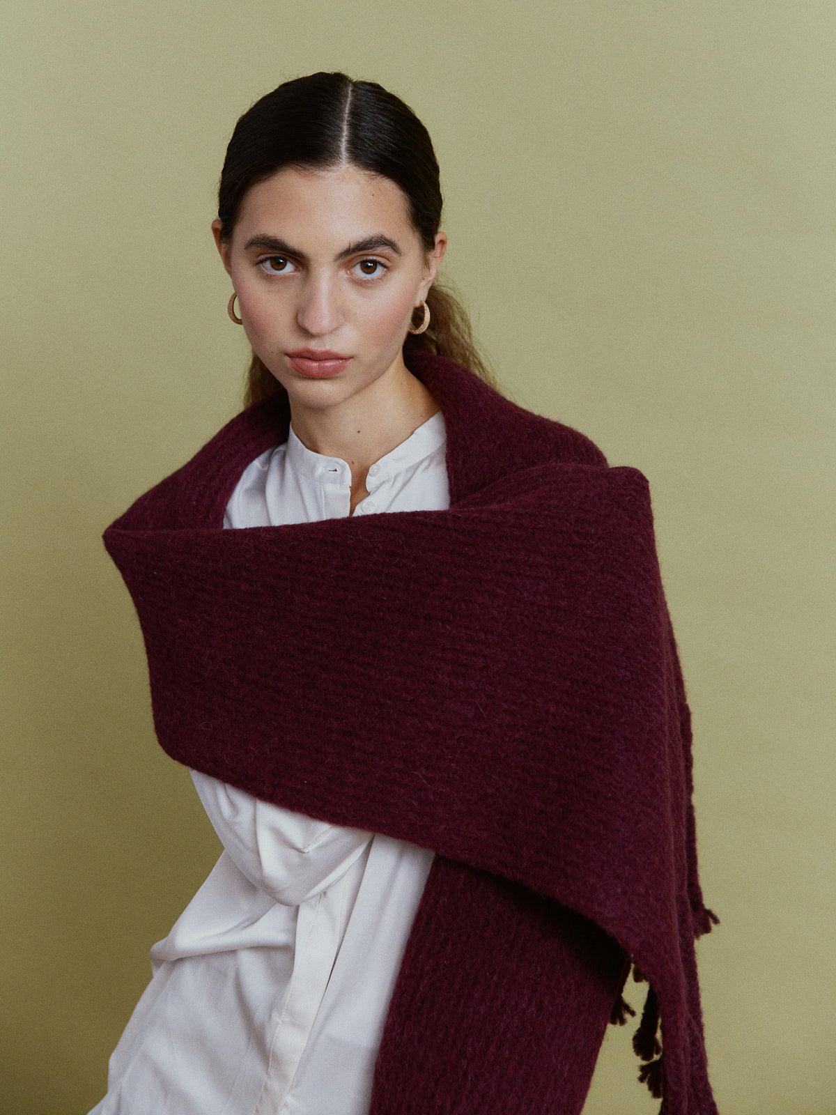 Alpaka Oversize Schal Gabriela in Berry