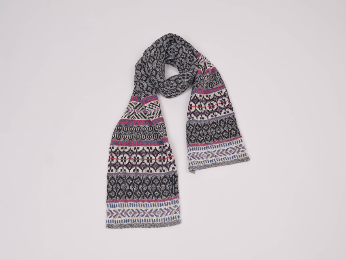 Alpaka Jacquard Schal in Grau Pink