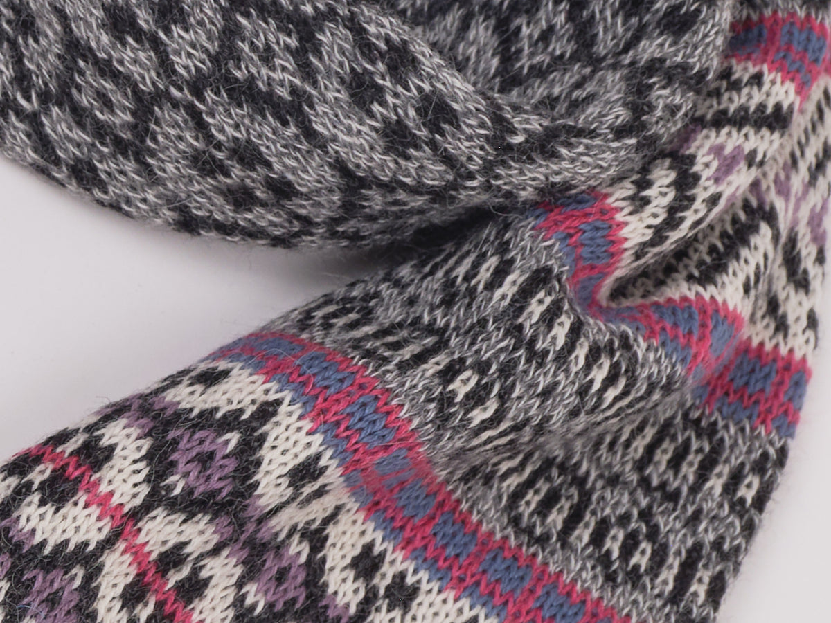 Alpaka Jacquard Schal in Grau Pink