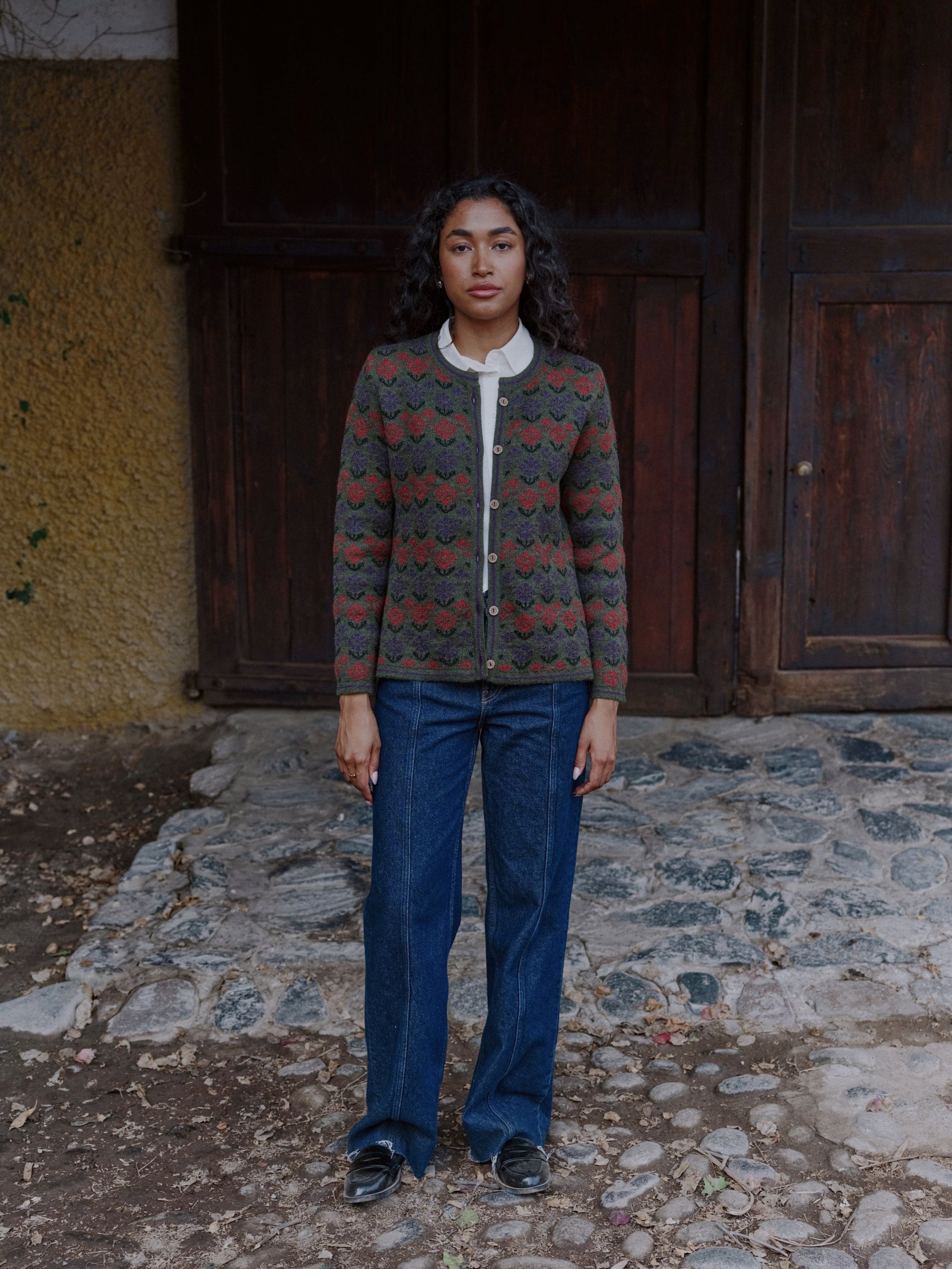 Alpaka Strickjacke in Grün von Manuela Bedford 