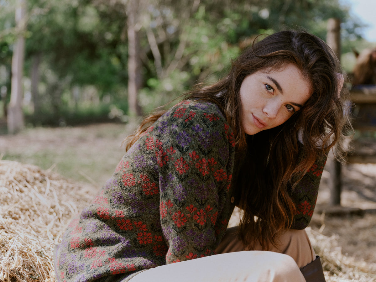 Alpaka Cardigan Alma Green von Manuela Bedford