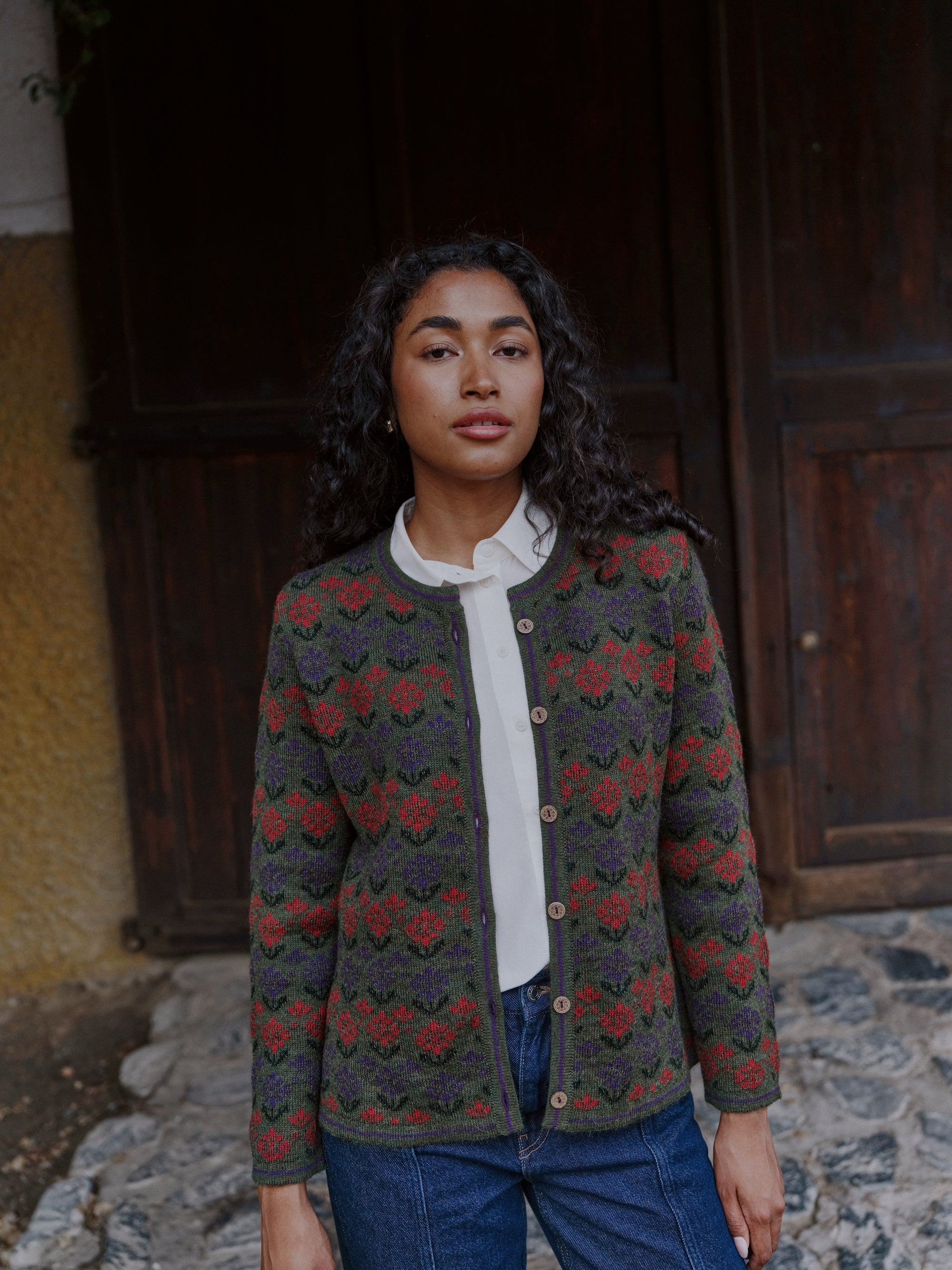 Alpaka Strickjacke in Grün von Manuela Bedford 
