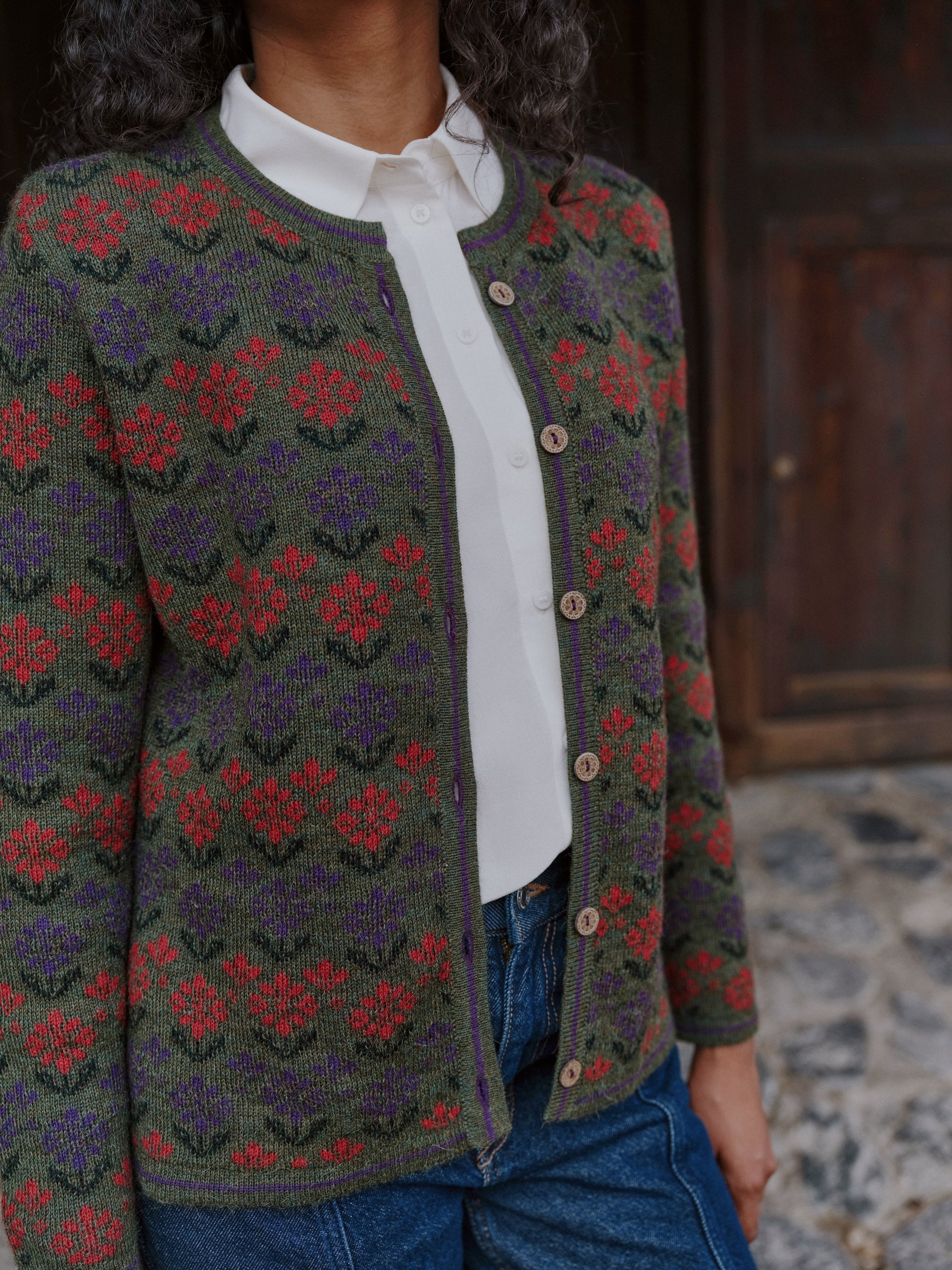 Alpaka Strickjacke in Grün von Manuela Bedford 