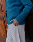 Alpaka Strickjacke in Türkis von Manuela Bedford 