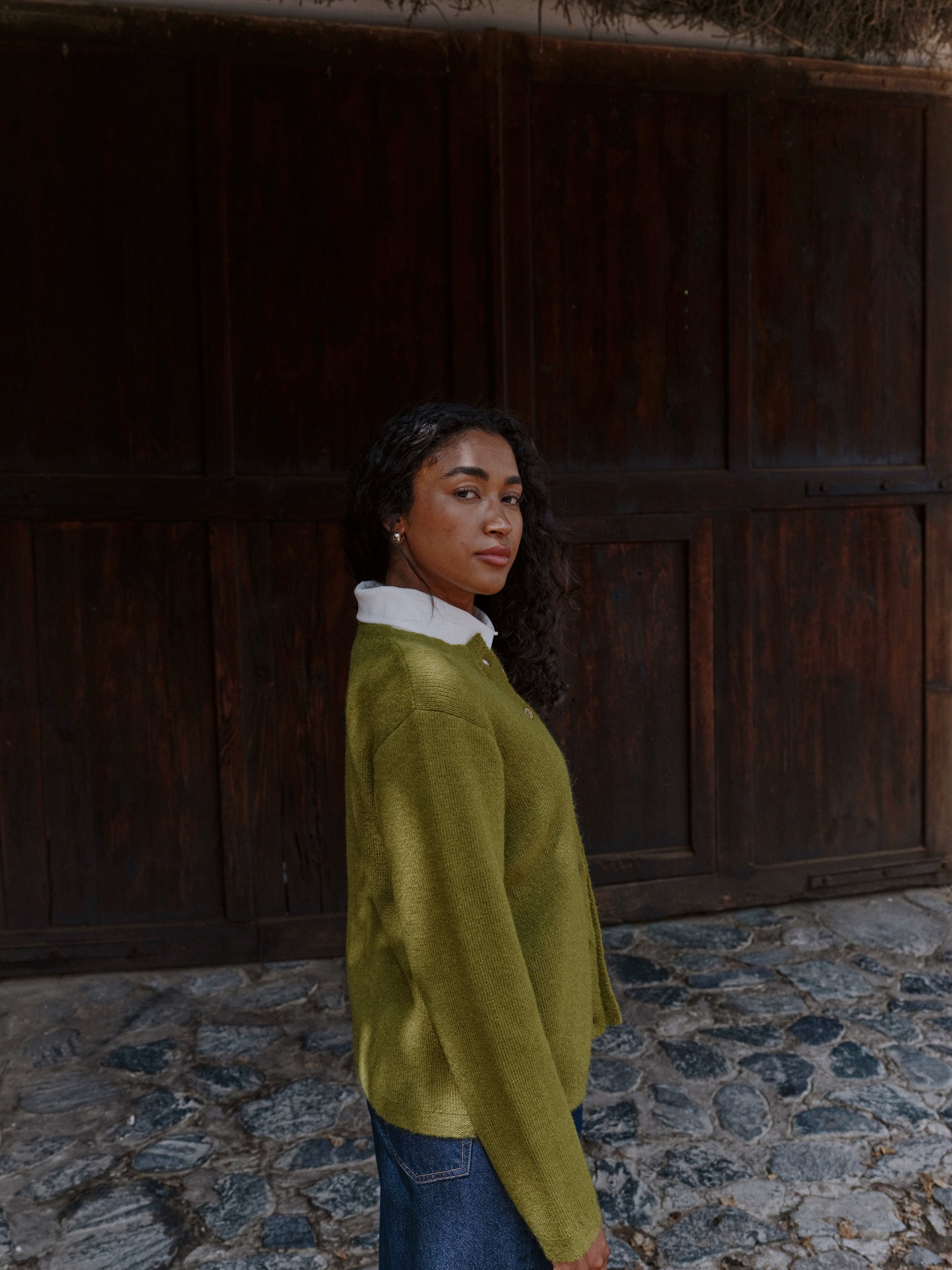 Alpaka Strickjacke in Grün von Manuela Bedford 