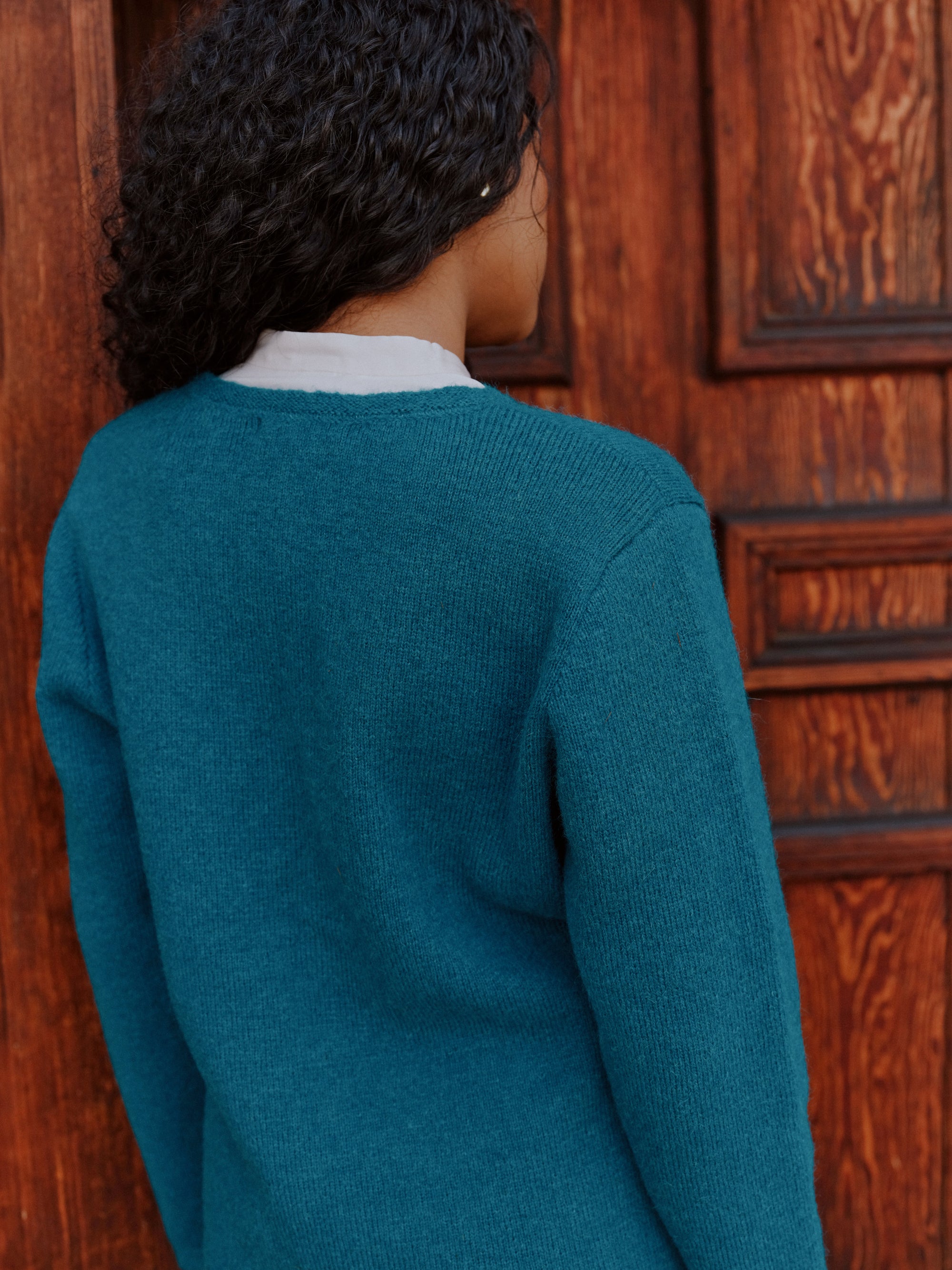 Alpaka Strickjacke in Türkis von Manuela Bedford 