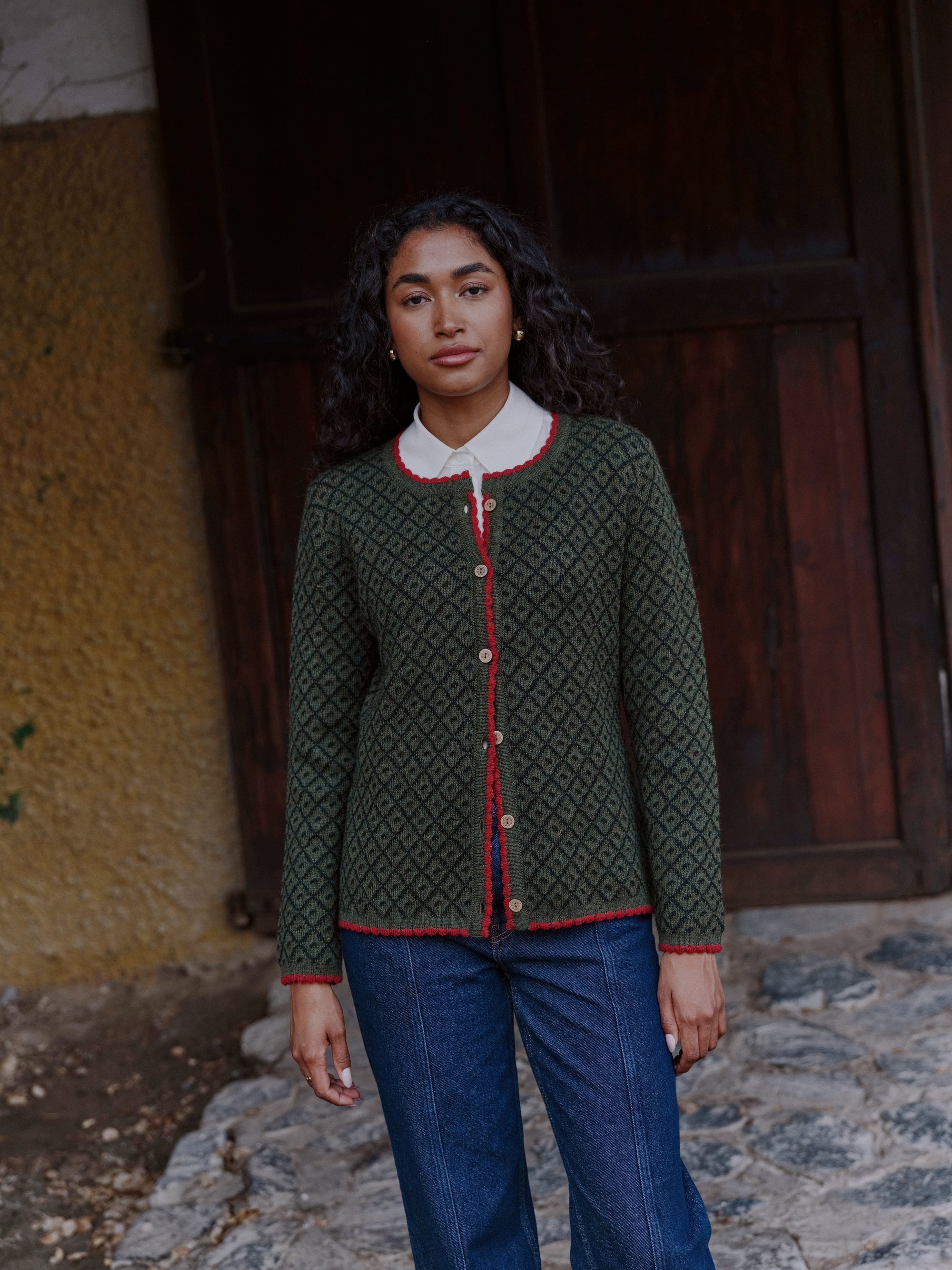 Alpaka Strickjacke in Grün von Manuela Bedford 