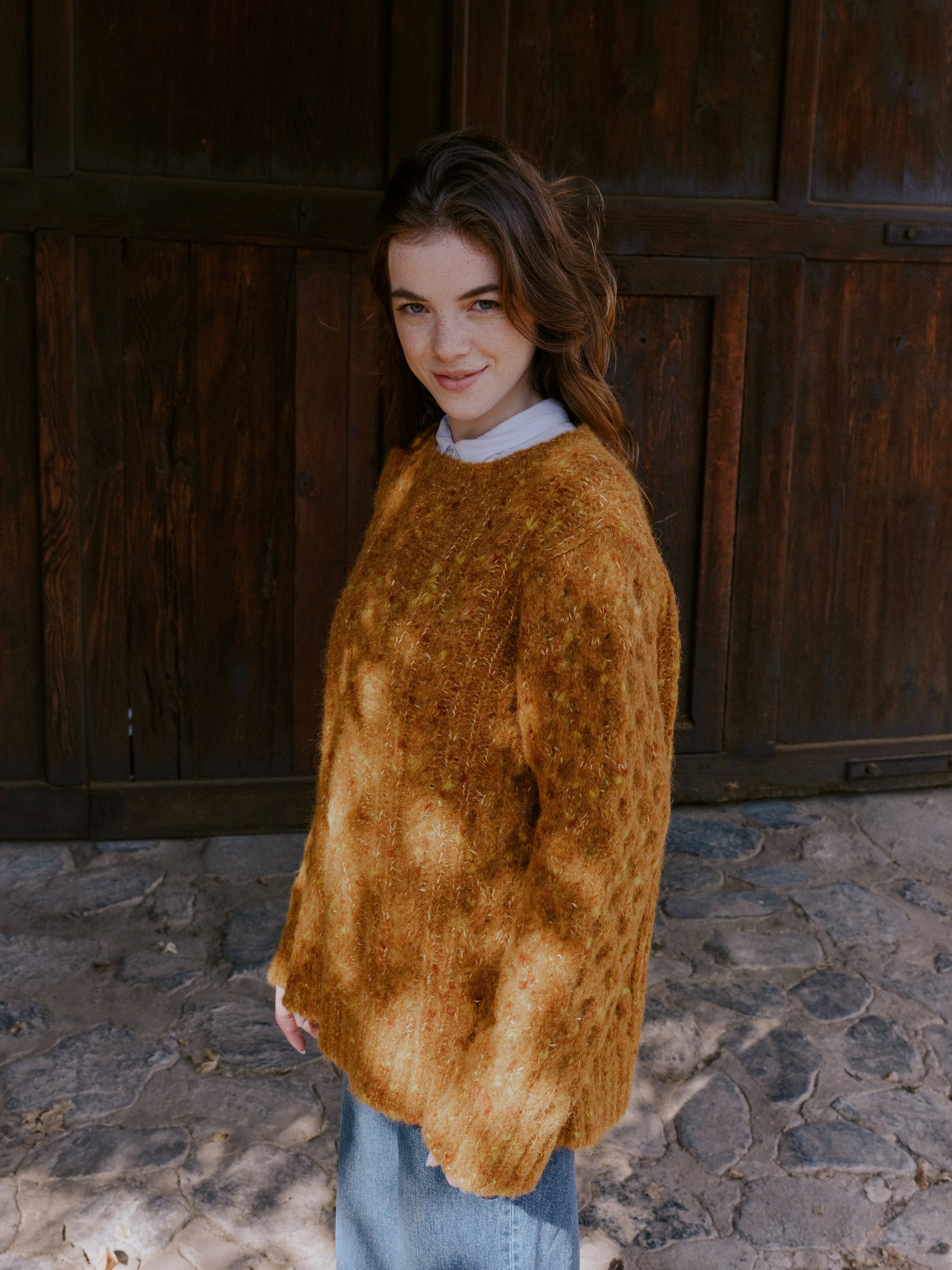 Alpaka Pullover Cabelito von Manuela Bedford in Senf Gelb