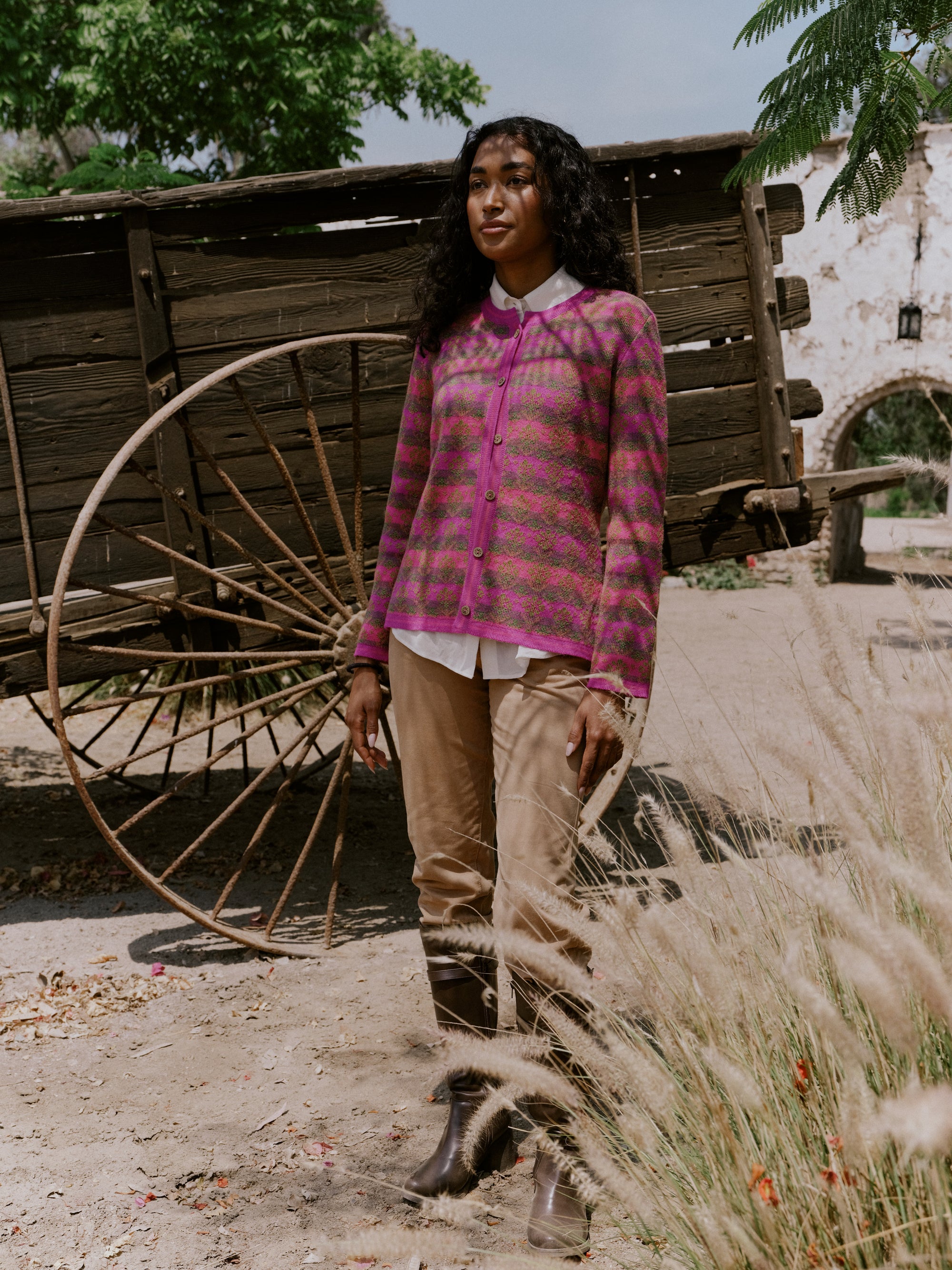 Alpaka Strickjacke von Manuela Bedford in Fuchsia Totale