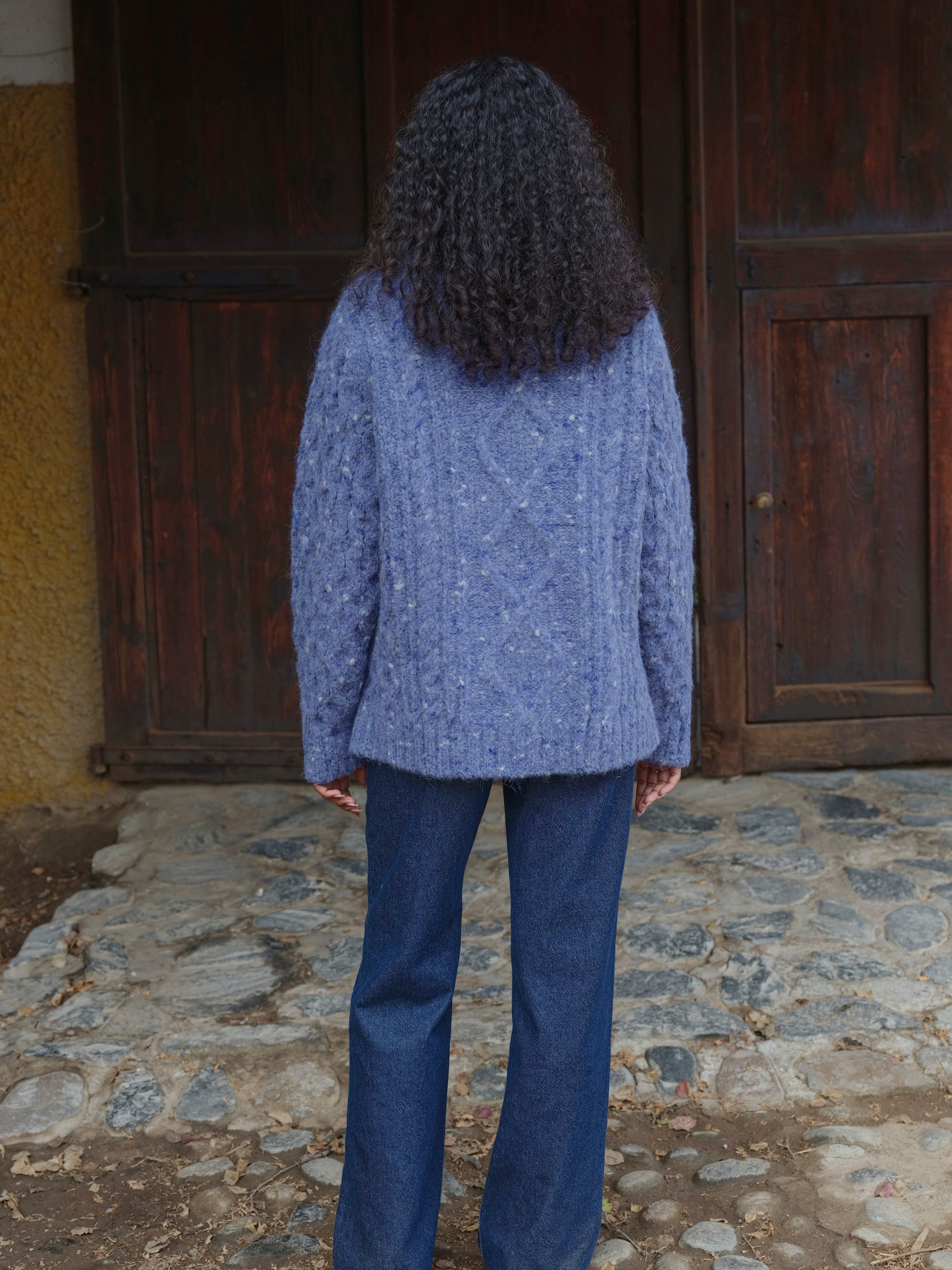 Alpaka Strickpullover Cabelito in Blau von Manuela Bedford