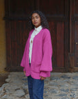 Baby Alpaka  offene Strickjacke Tinki von Manuela Bedford in Fuchsia