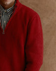 Roter Alpaka Troyer Pullover mit Stehkragen