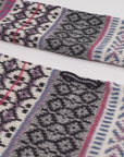 Alpaka-Jacquardschal in Grau und Pink von Manuela Bedford.