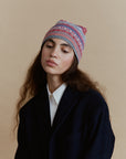 Alpaka Jacquard Mütze Rayas in Pink von Manuela Bedford