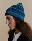 Alpaka Jacquard Mütze Rayas in Türkis von Manuela Bedford