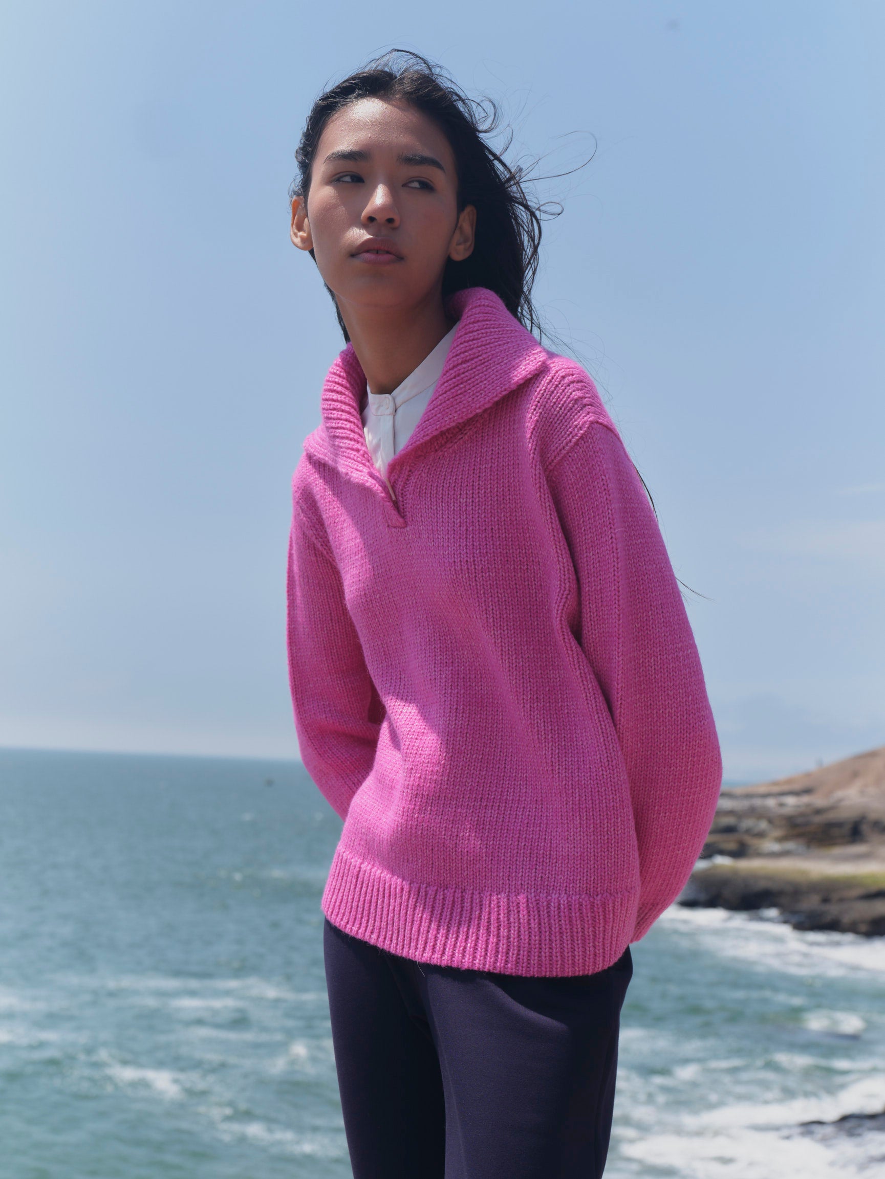 Alpaka Pullover Viacha in Fuchsia von Manuela Bedford