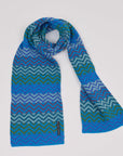 Alpaka-Jacquardschal ZigZag in Türkis von Manuela Bedford.