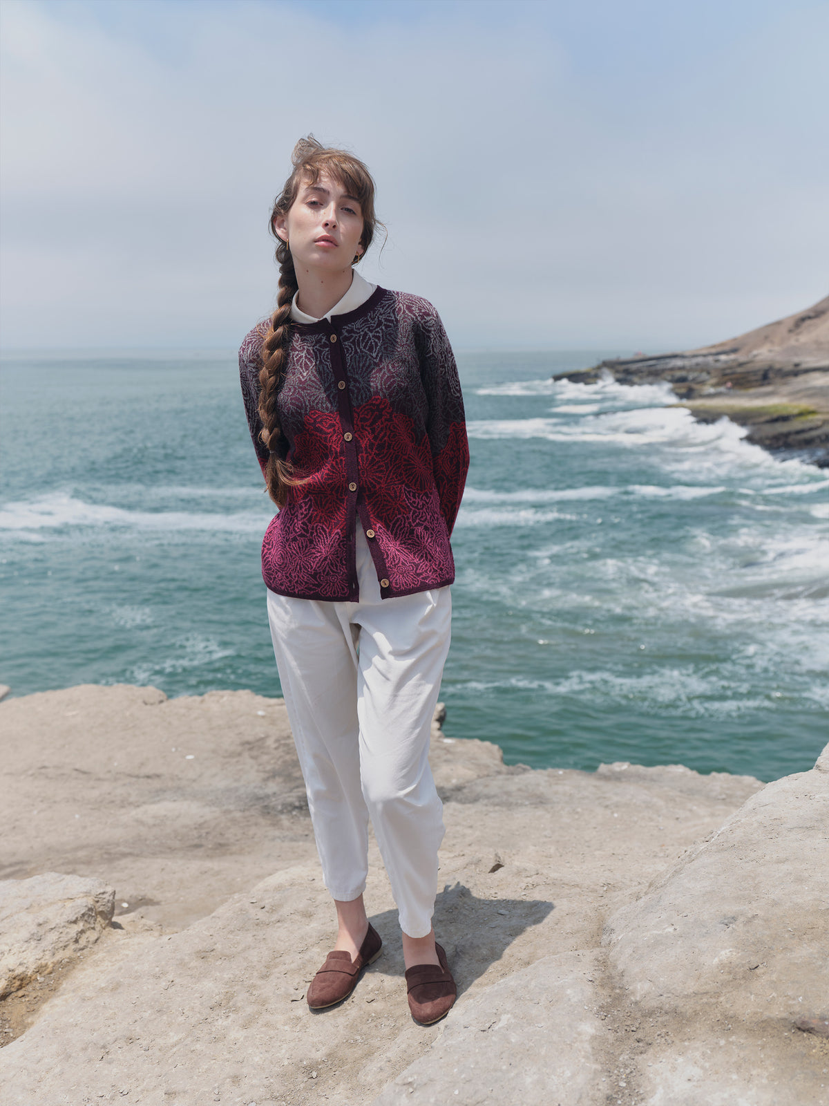 Alpaka Strickjacke JULI in Berry von Manuela Bedford