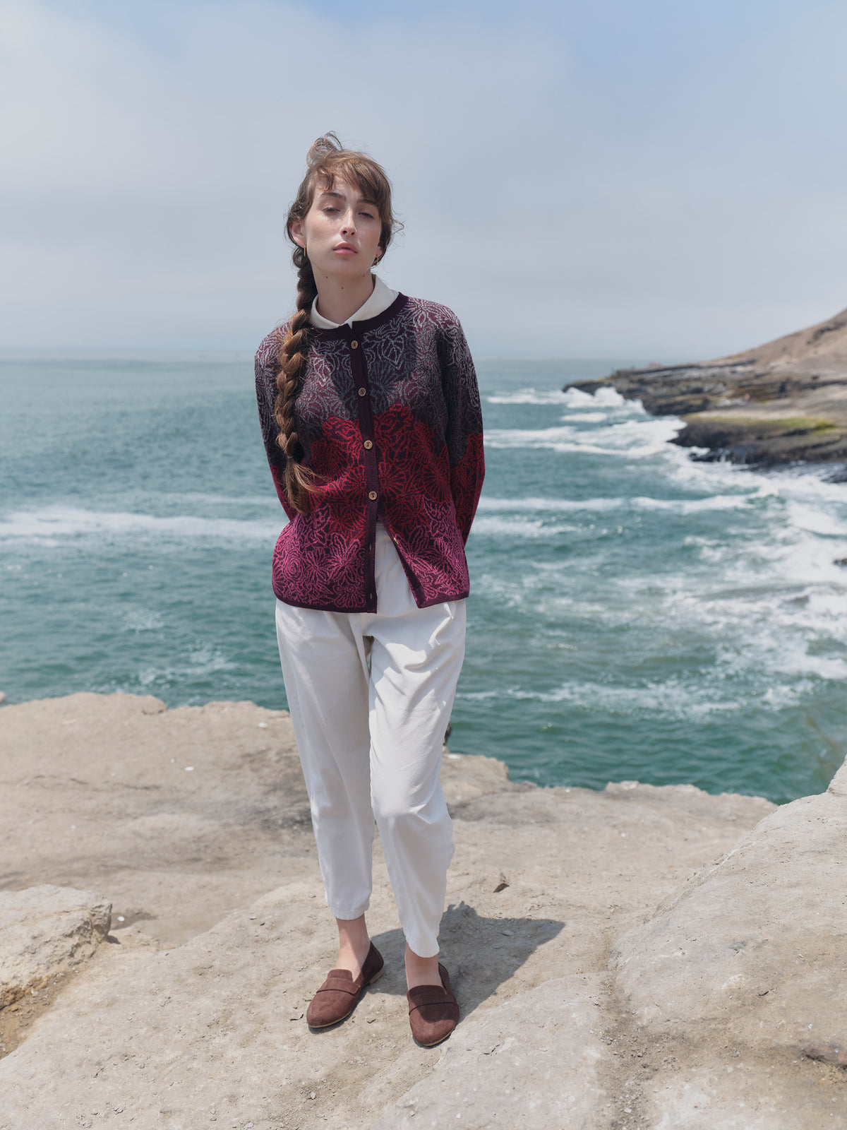 Alpaka Strickjacke JULI in Berry von Manuela Bedford