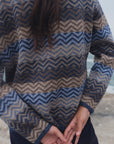 Alpaka Strickjacke Zigzag in Jeans von Manuela Bedford