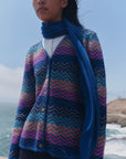 Alpaka Strickjacke Zigzag in Türkis von Manuela Bedford