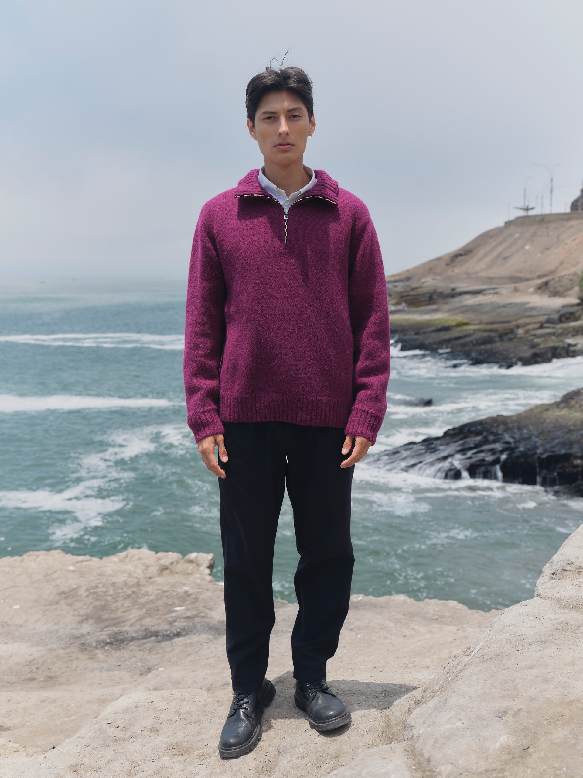 Alpaka Troyer Pullover in Berry von Manuela Bedford