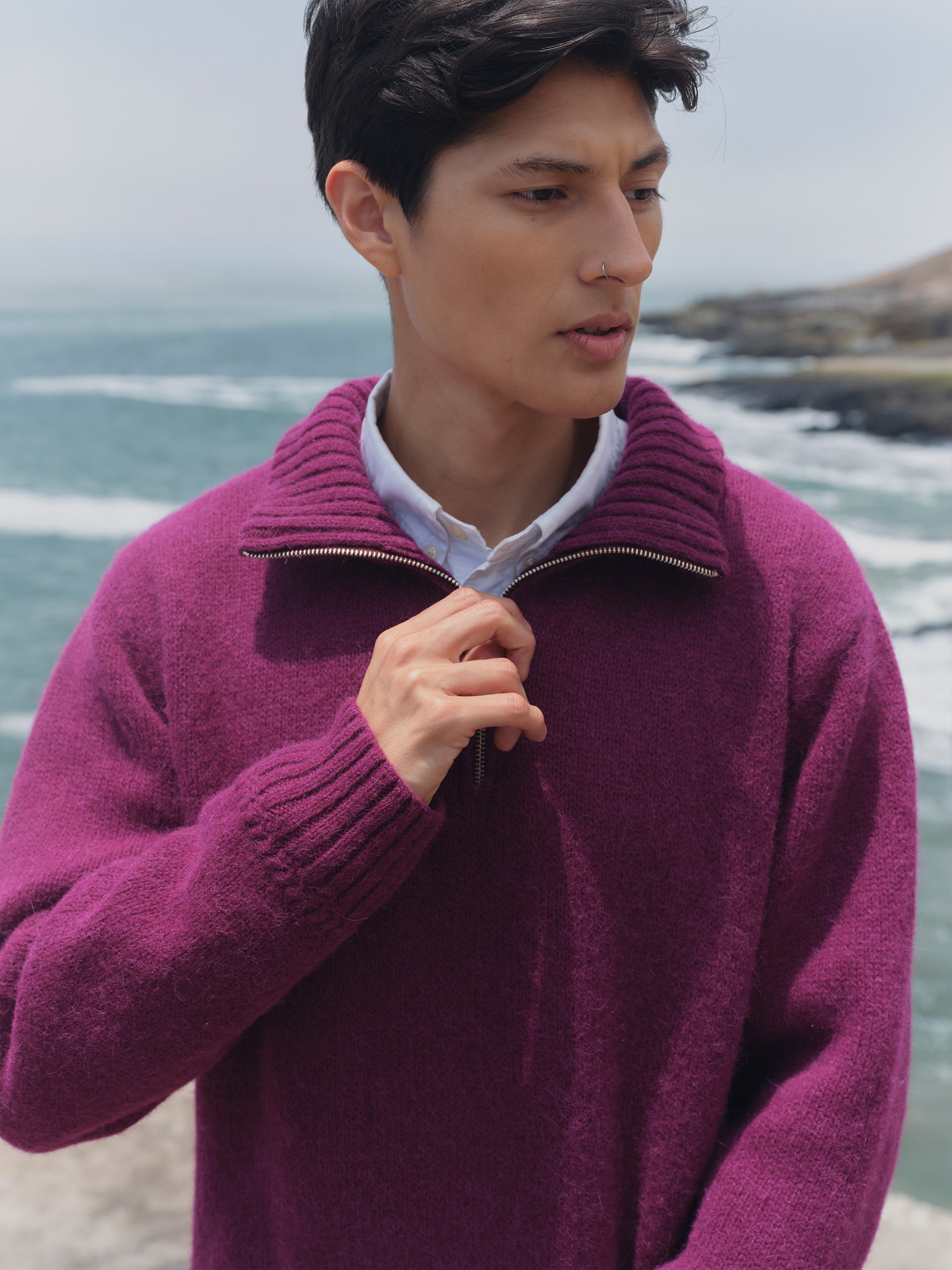 Alpaka Troyer Pullover in Berry von Manuela Bedford