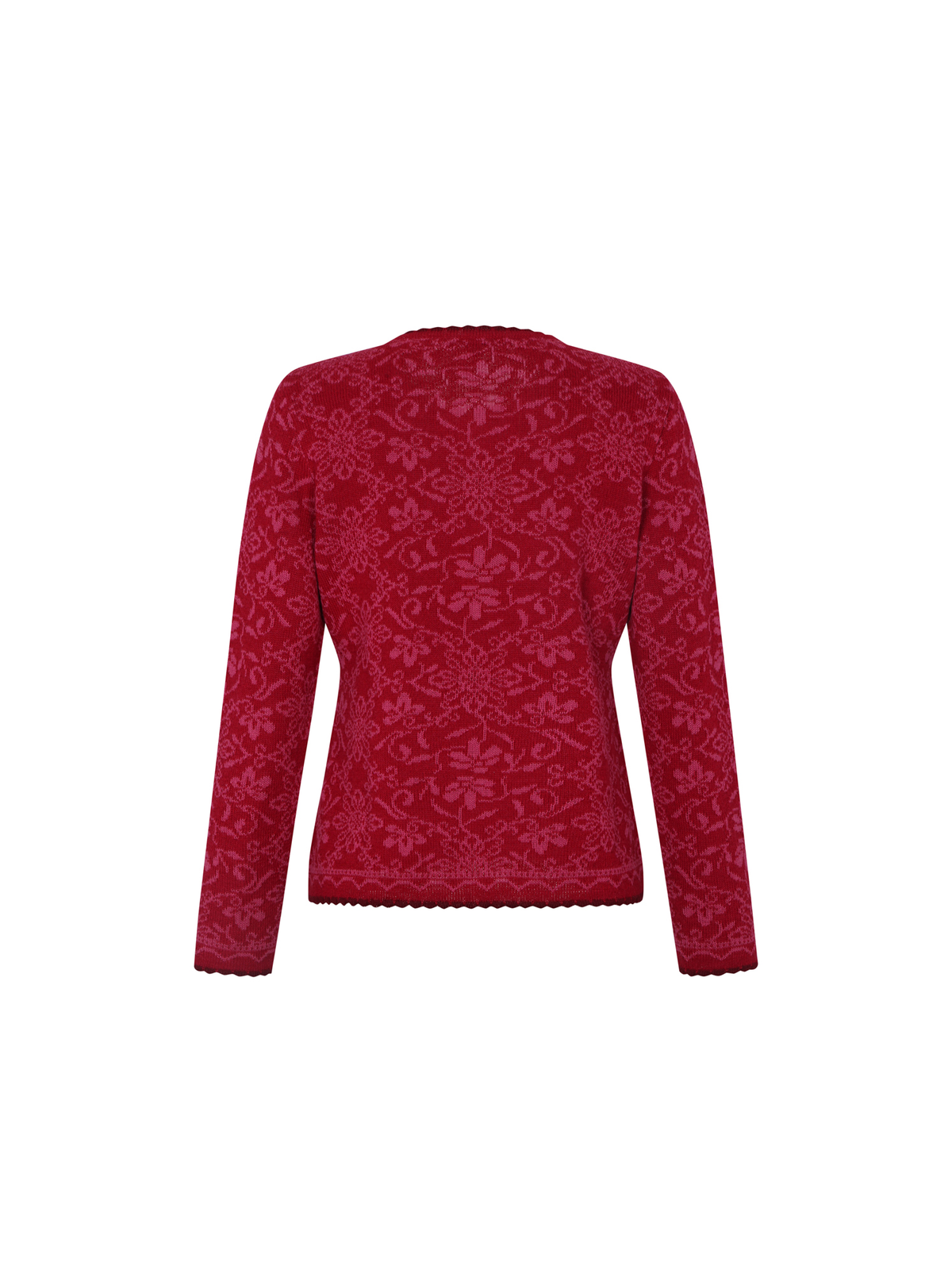 Alpaka-Cardigan Camila in Fuchsia von Manuela Bedford – freigestellte Rückansicht.