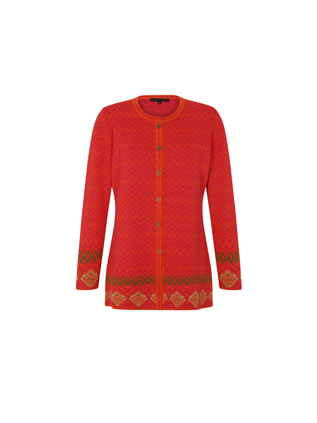 Alpaka Jacquard Strickjacke in Orange von Manuela Bedford