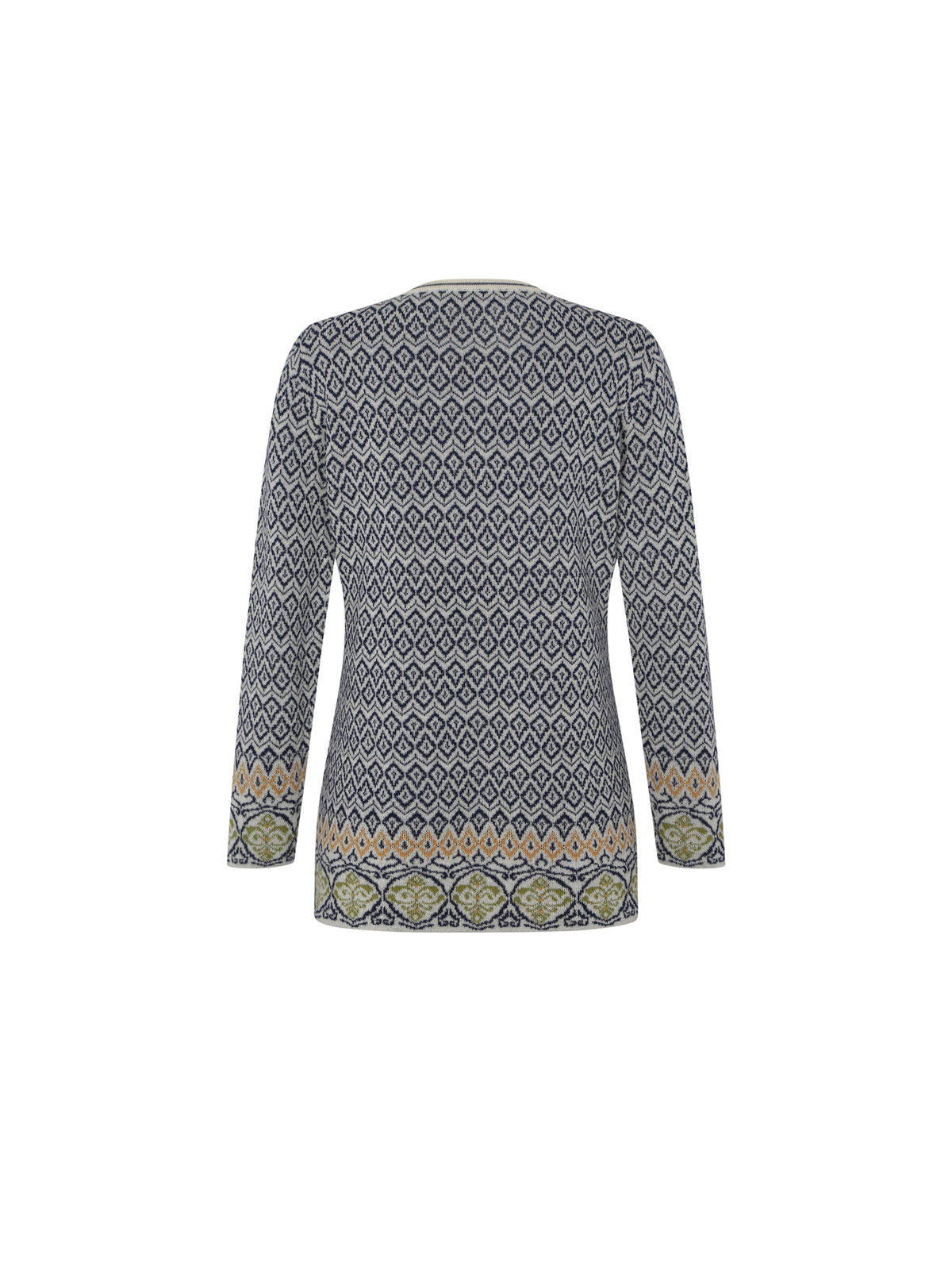 Alpaka Jacquard Strickjacke in Marine von Manuela Bedford