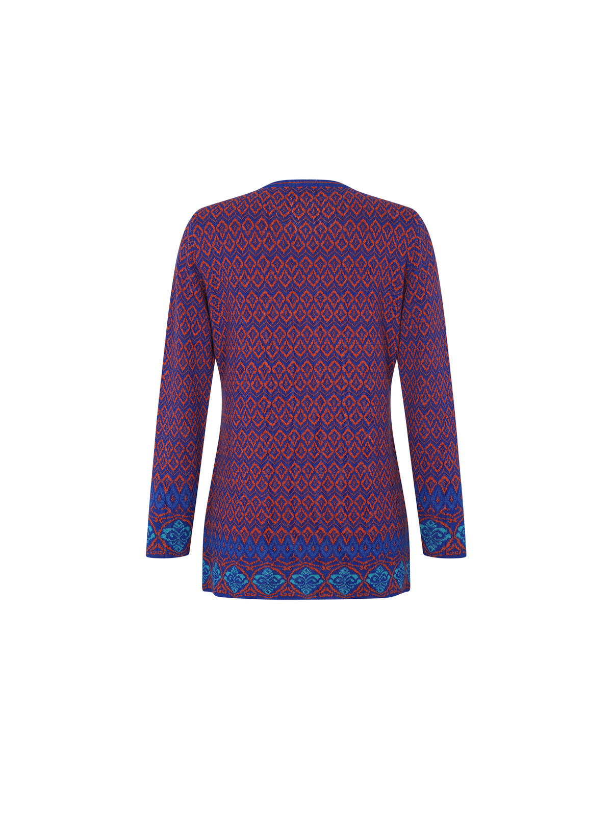 Alpaka Jacquard Strickjacke in Blau von Manuela Bedford