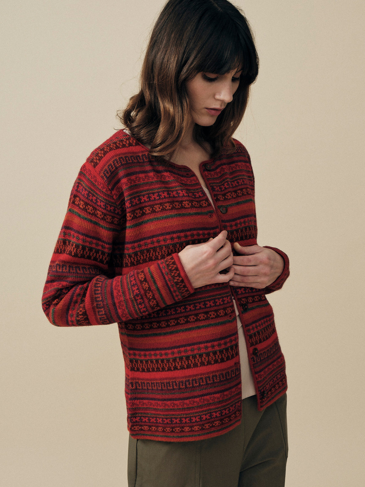 Alpaka Cardigan Rayas mit Streifenmuster