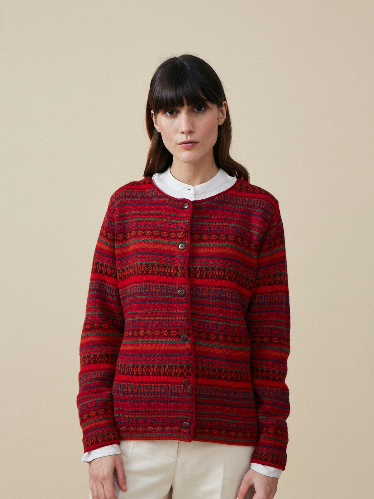 Alpaka Strickjacke Rayas Detailansicht