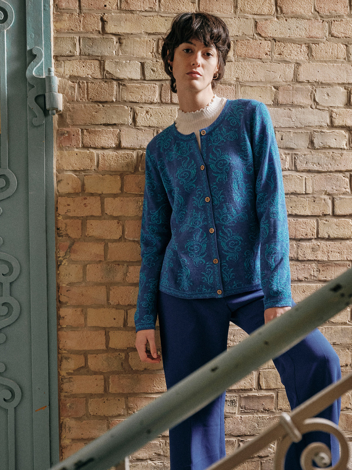 Alpaka Cardigan in Blau von Manuela Bedford