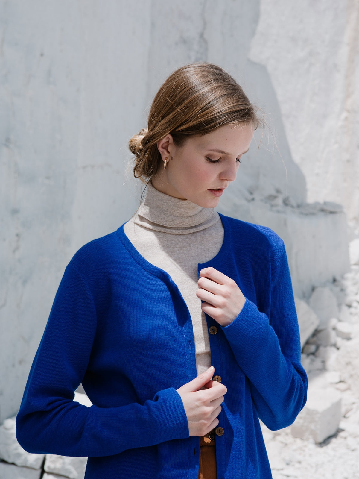 Alpaka Cardigan in Königsblau