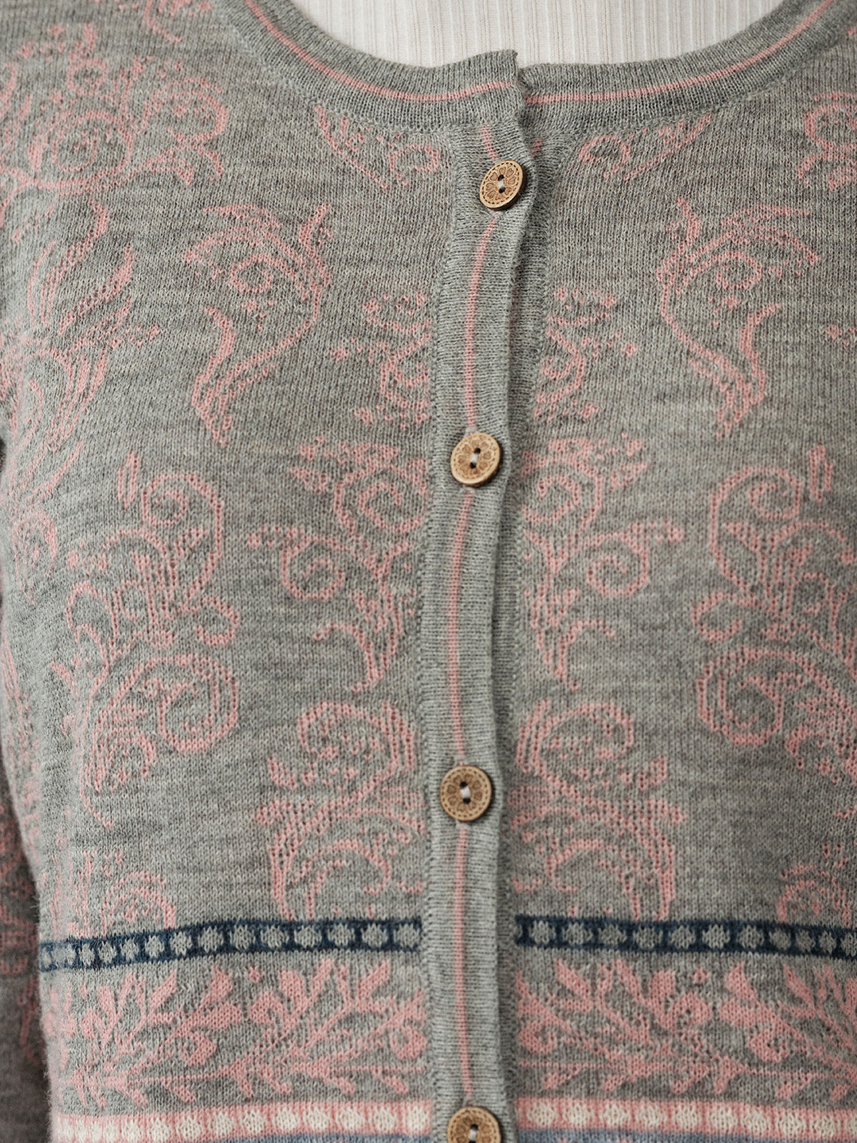 Alpaka Cardigan in Rosa und Grau von Manuela Bedford