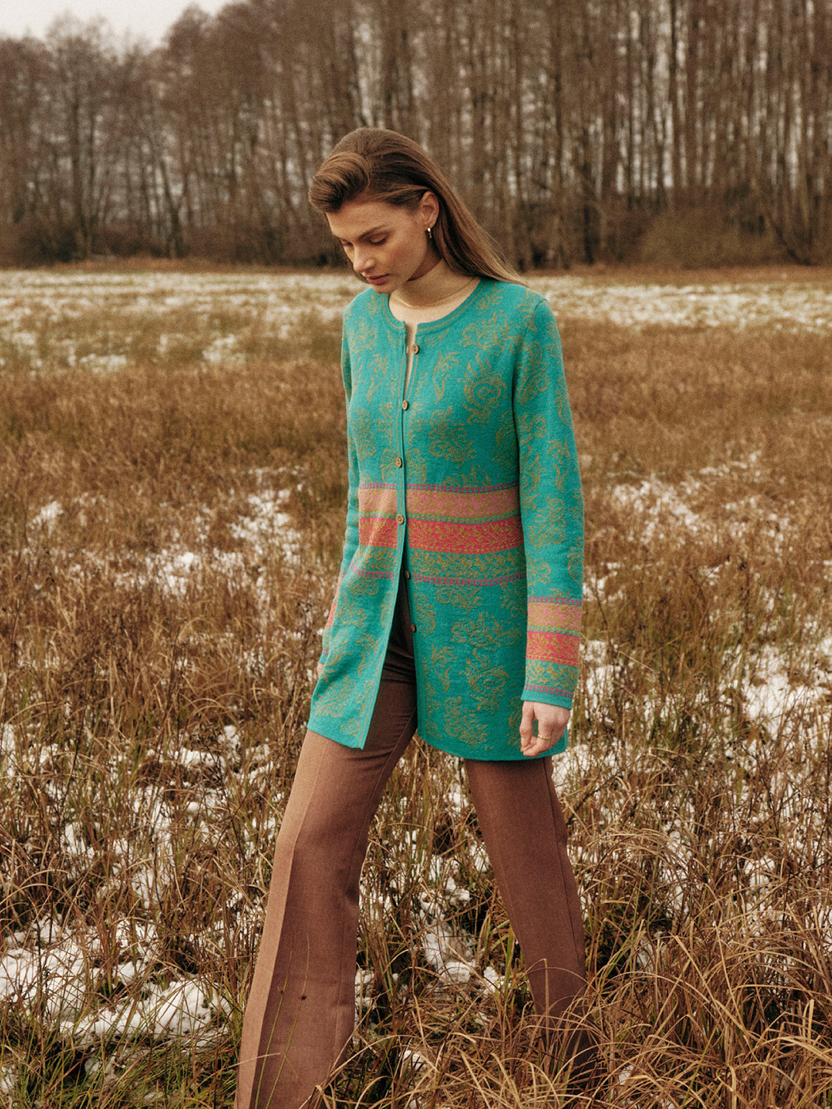 Alpaka Cardigan in Türkis von Manuela Bedford