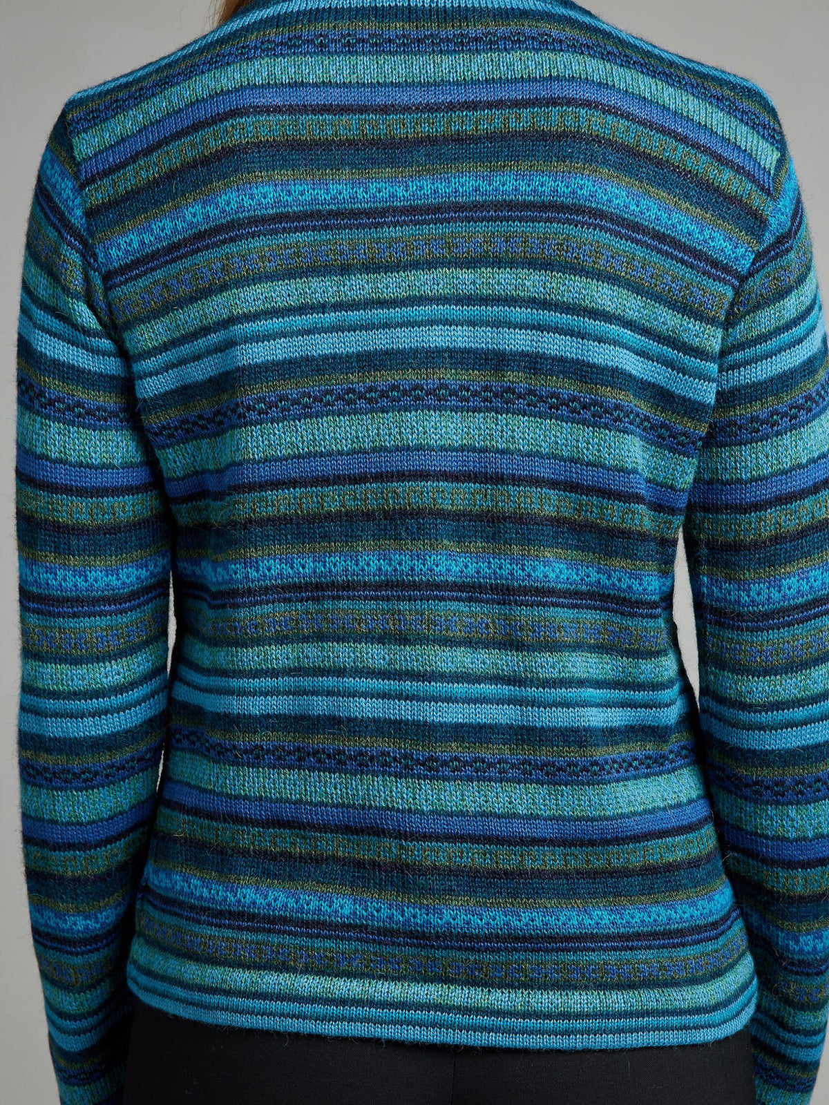 Alpaka Cardigan Rayas in Türkis