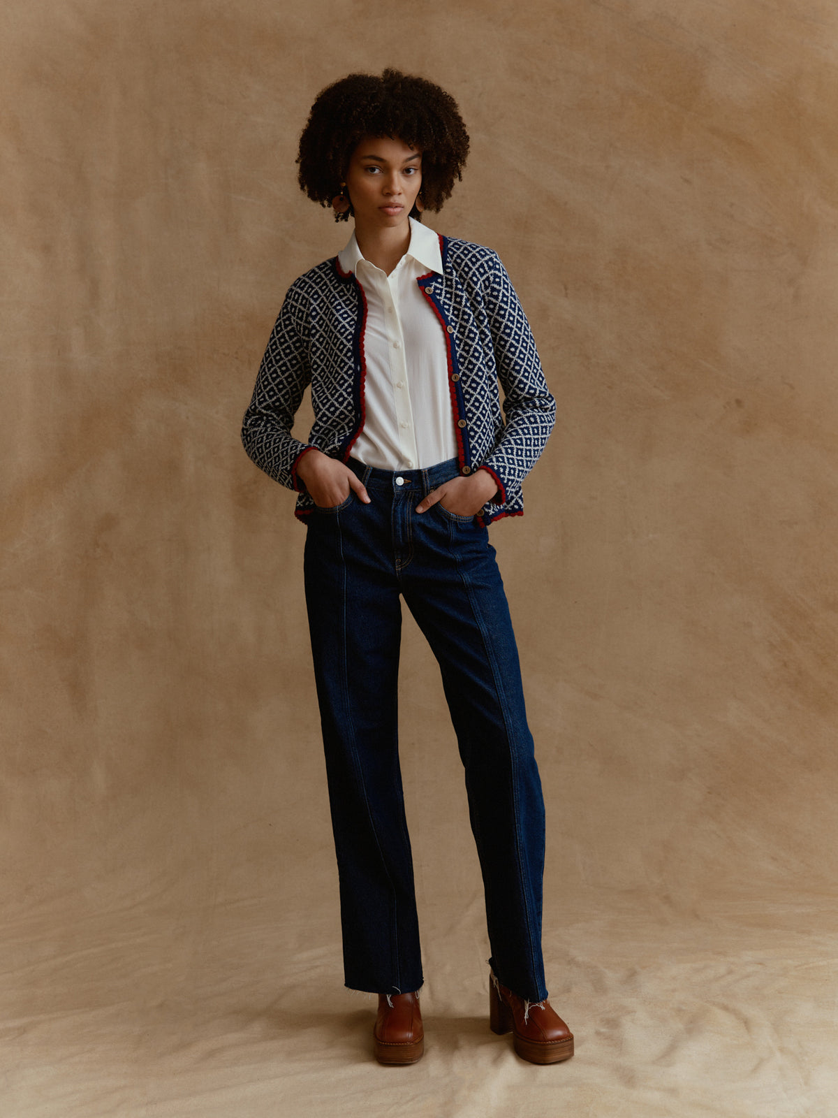 Alpaka Cardigan Aura in Navy Detailansicht