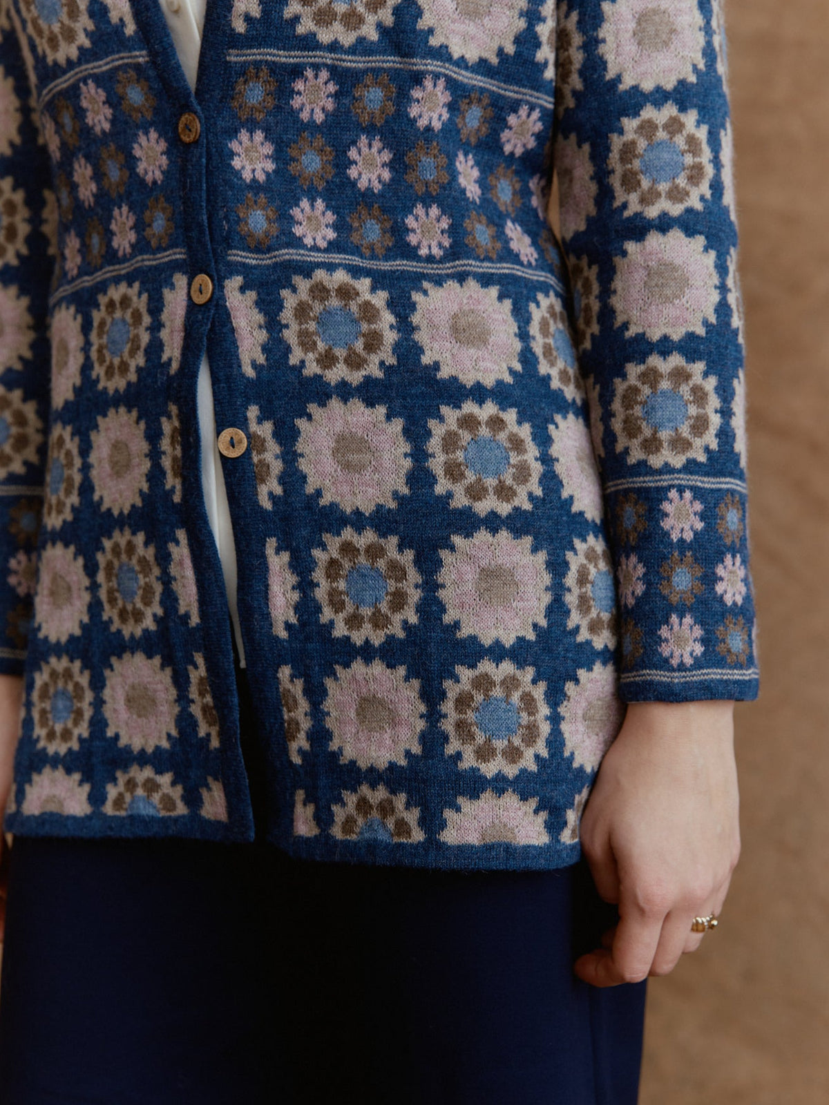 Theresa Alpaka Cardigan mit Jacquard Muster