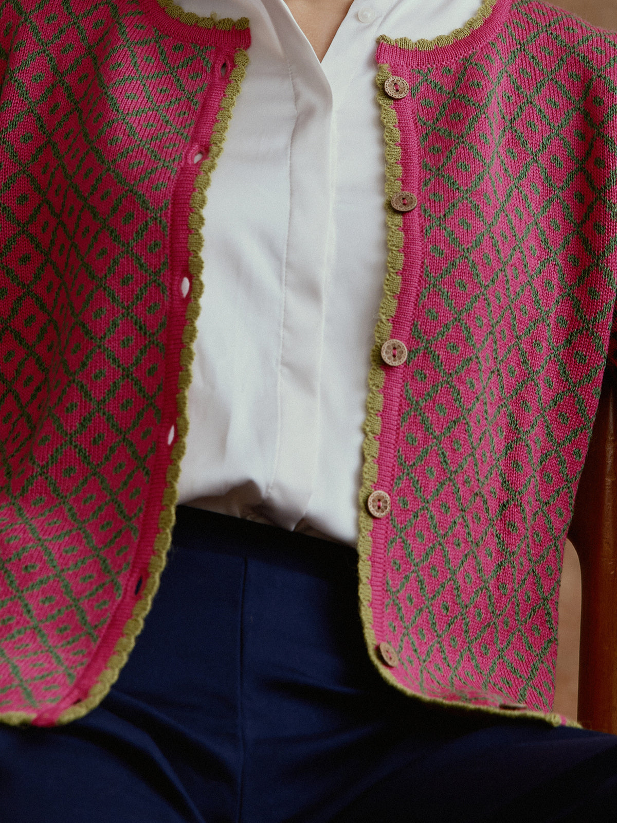 Alpaka Cardigan  Aura  in Fuchsia von Manuela Bedford 
