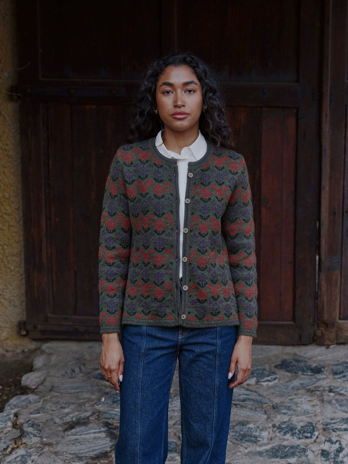 Alpaka Strickjacke in Grün von Manuela Bedford 