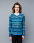 Alpaka Cardigan Beatriz in Türkis Detailansicht