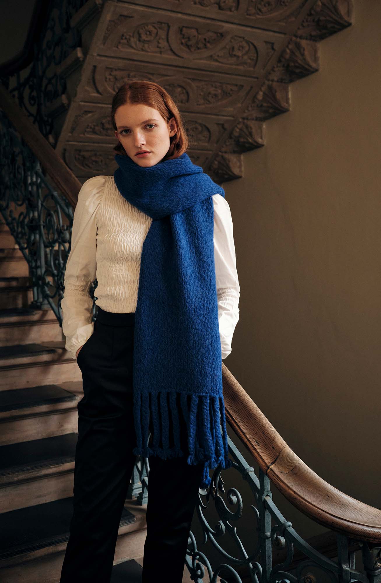 Alpaka Oversize Schal von Manuela Bedford in Blau
