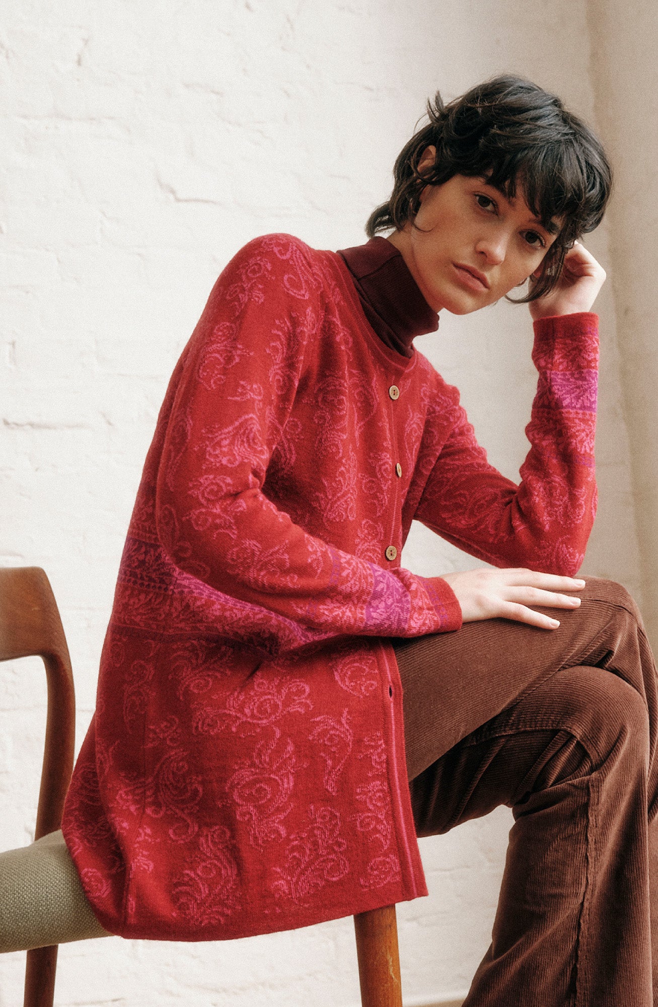 Alpaka Cardigan in Rot von Manuela Bedford