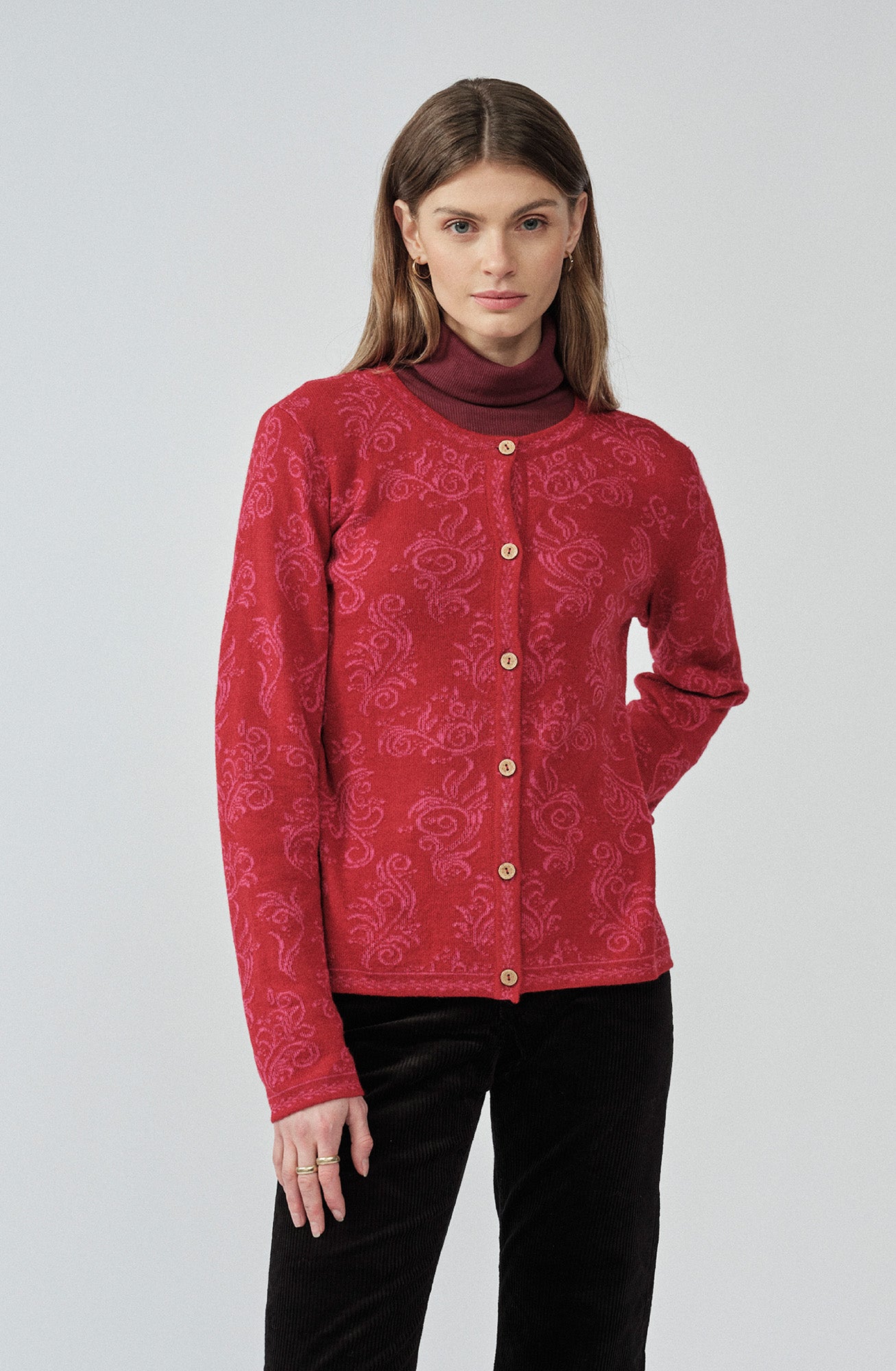 Alpaka Cardigan in Rot von Manuela Bedford